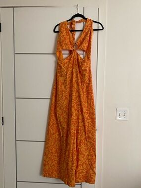 Free People Sunset Orange Tie-Back jumpsuit
